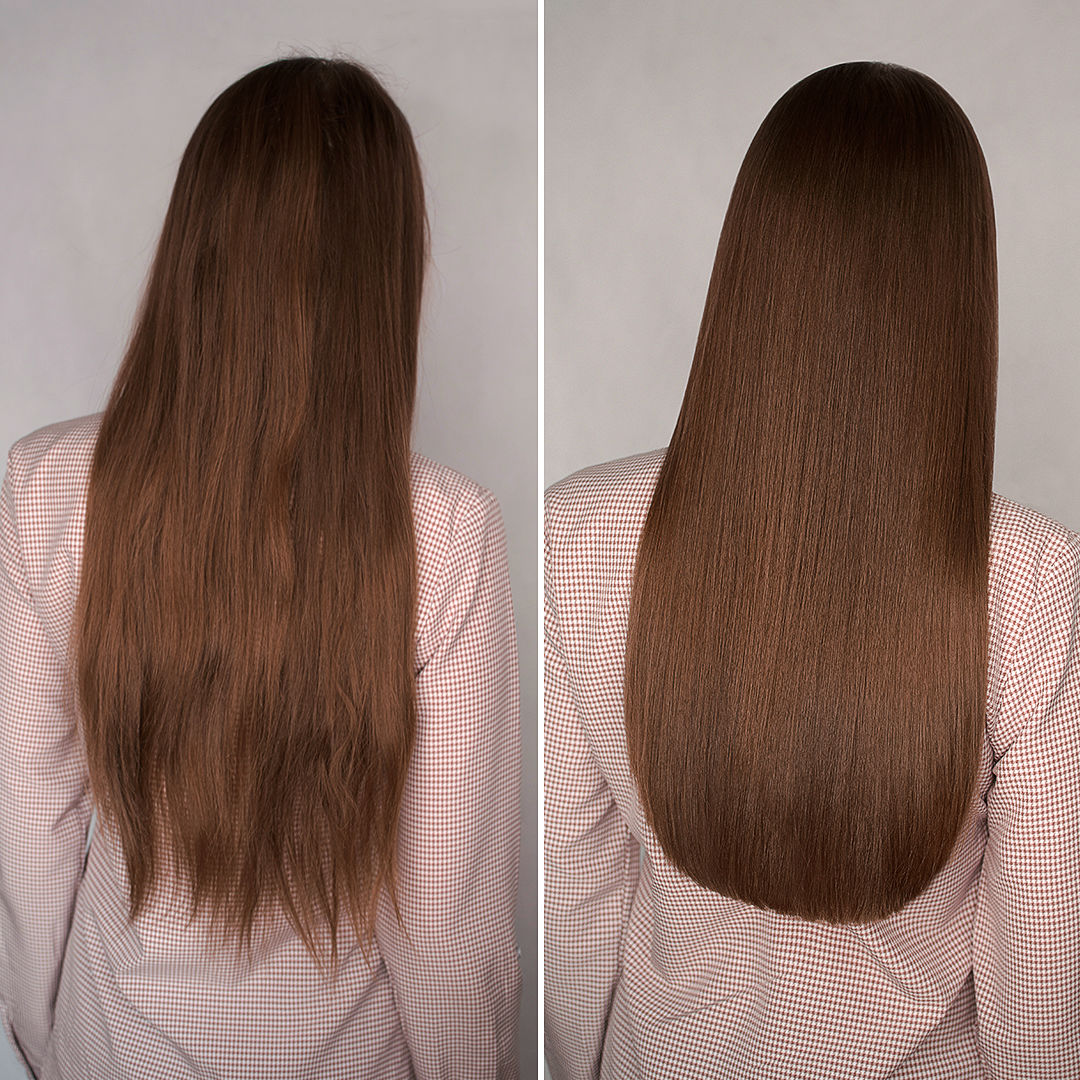 полировка волос до и после